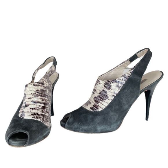 Uterque snakeskin suede slingback heels - Picture 3 of 10